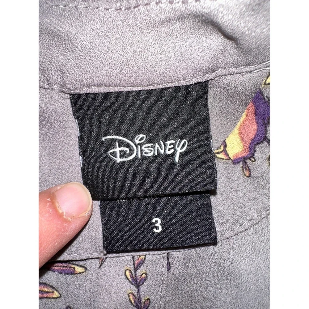 Disney Lady and the Tramp Grey Floral Print Blouse Plus Size 3 3XL 3/4 Sleeve